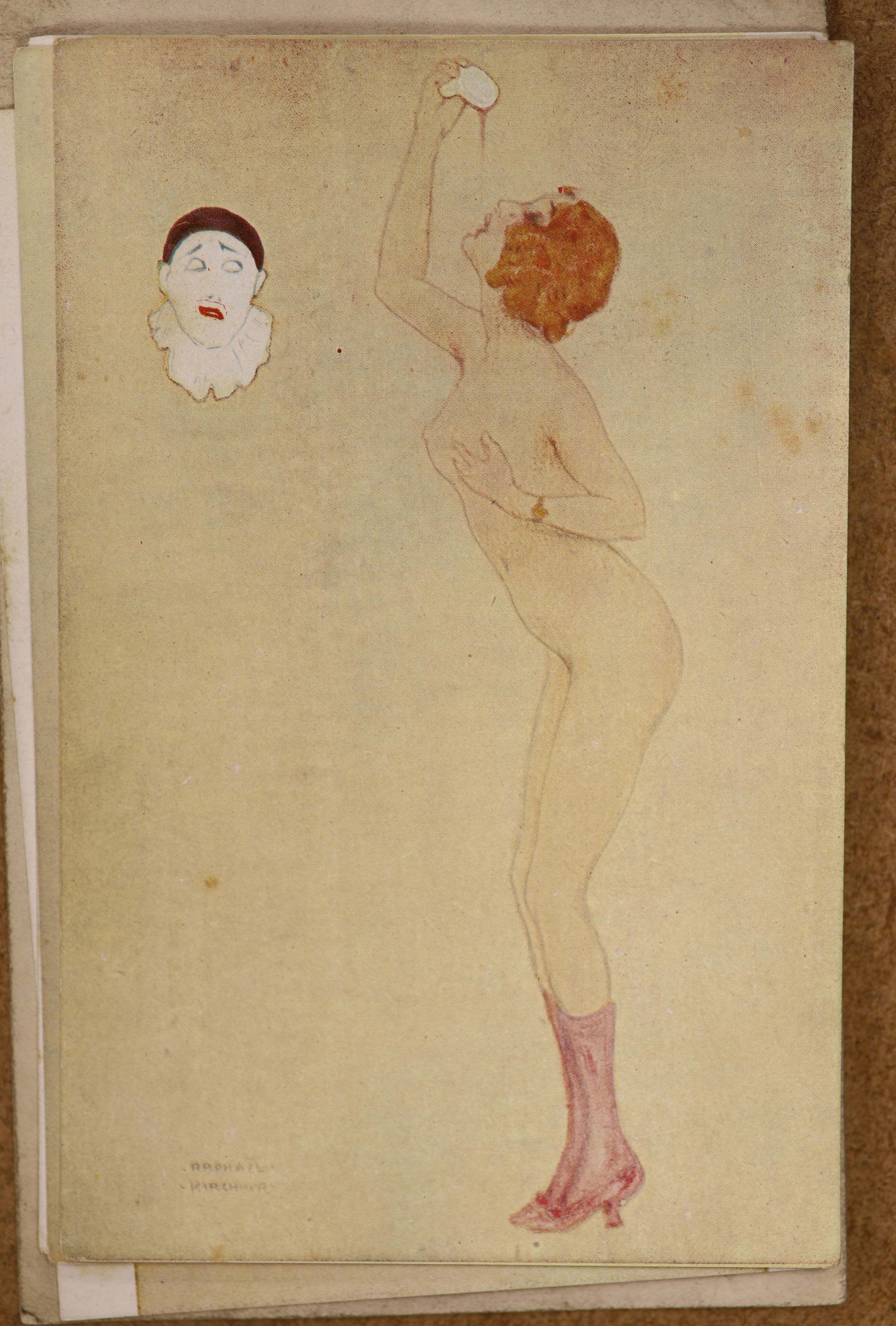 Three albums of photographs and a quantity of postcards inc. erotica.